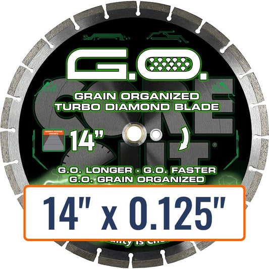 Diamond Products 14" x 0.125" High Speed Turbo Diamond Saw Blade with 1" Arbor Size and Slant Seg Protection