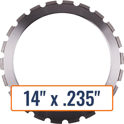 Diamond Vantage 14" x .235" Ring Saw Blade with Drive Arbor (2 bond