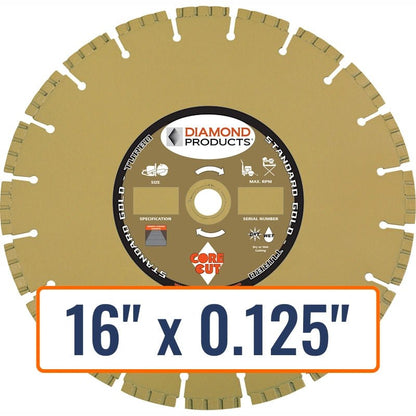 Diamond Products 16" x 0.125" High Performance Turbo Diamond Saw Blade for General Purpose Concrete