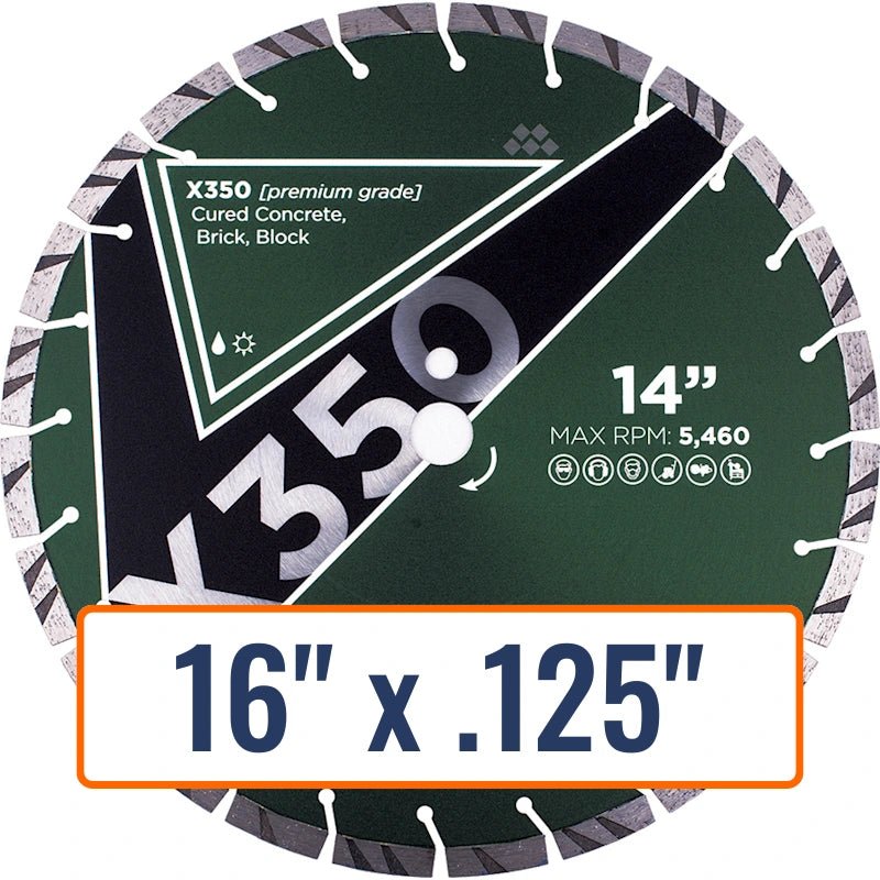 Diamond Vantage 16" x .125" General Purpose Diamond Saw Blade with 1" and 20mm Arbor Sizes