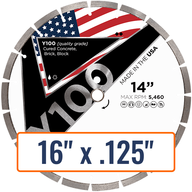 Diamond Vantage 16" x .125" General Purpose Diamond Saw Blade with 1" and 20mm Arbor Sizes