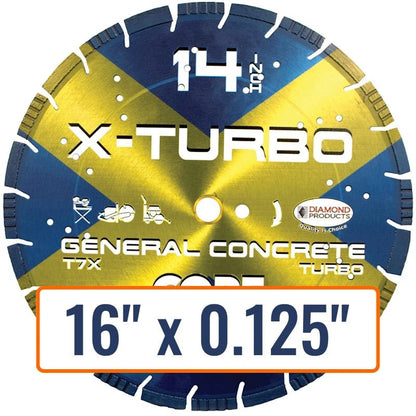 Diamond Products 16" x 0.125" Turbo Diamond Saw Blade with 1" Arbor Size