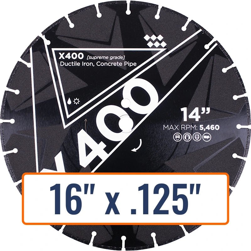 Diamond Vantage 16" x .125" Ductile Iron Diamond Saw Blade with 1" and 20mm arbor sizes
