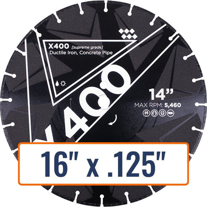 Diamond Vantage 16" x .125" Ductile Iron Diamond Saw Blade with 1" and 20mm arbor sizes