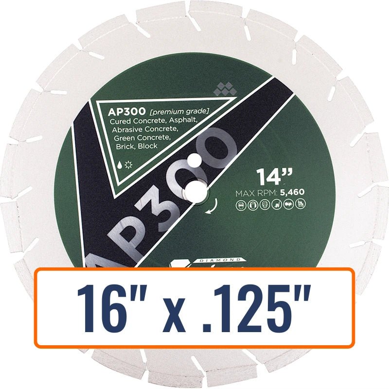Diamond Vantage 16" x .125" All Purpose Diamond Saw Blade with 1" and 20mm Arbor Sizes