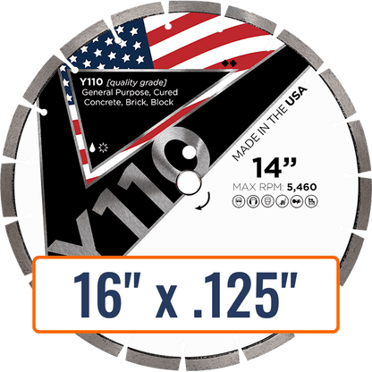 Diamond Vantage 16" x .125" General Purpose Diamond Saw Blade with 20mm Arbor