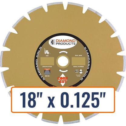 Diamond Products 18" x 0.125" Dry Walk Behind Diamond Saw Blade for Asphalt with 1" Arbor and Pin Hole