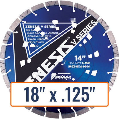 Diamond Vantage 18" x .125" All Purpose Diamond Saw Blade with 1" and 20mm Arbor Sizes