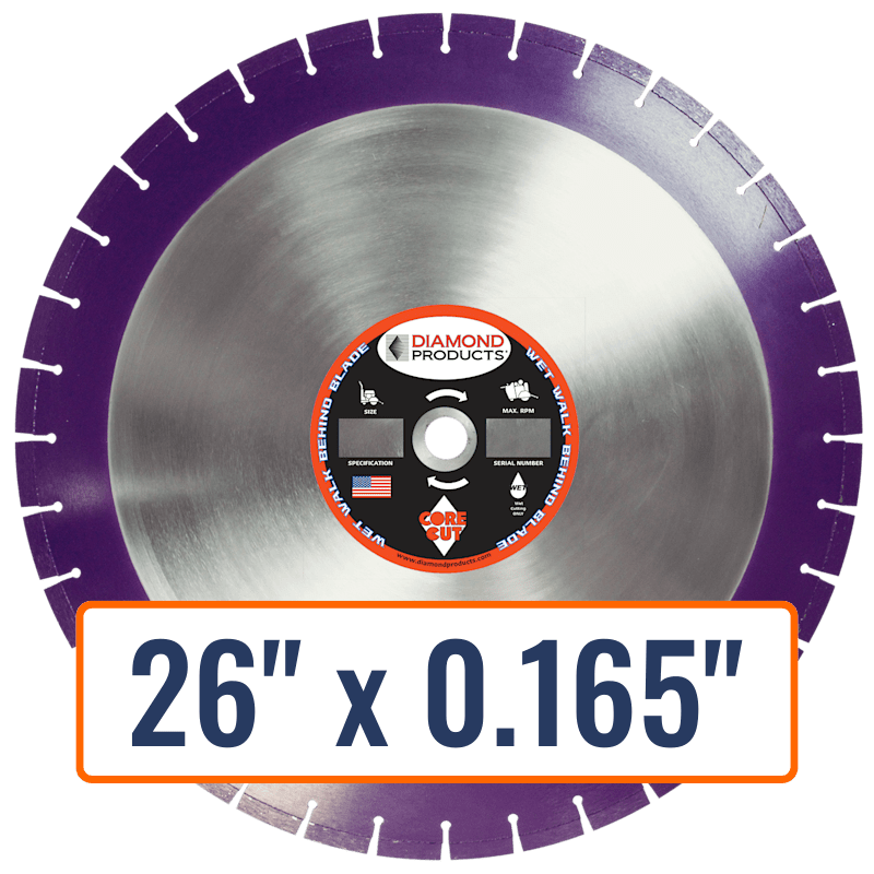 Diamond Products 26" x 0.165" Walk Behind Diamond Saw Blade for Light to Medium Reinforced Concrete