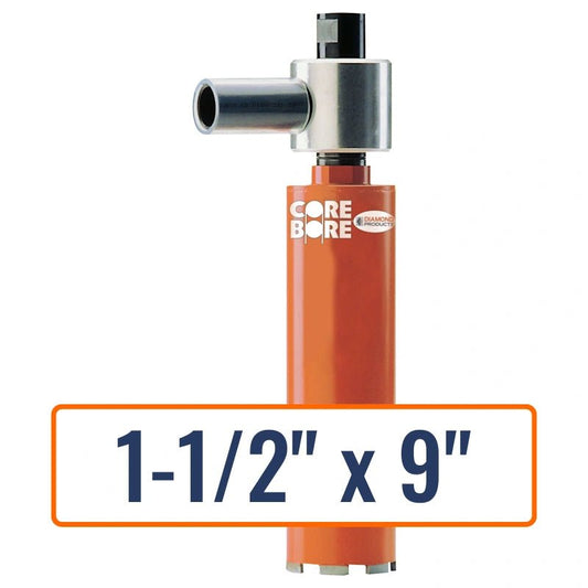 Diamond Products 1-1/2" x 9" Heavy Duty Orange Dry Vacuum Core Bore Bit with 5/8"-11 Hub Size.