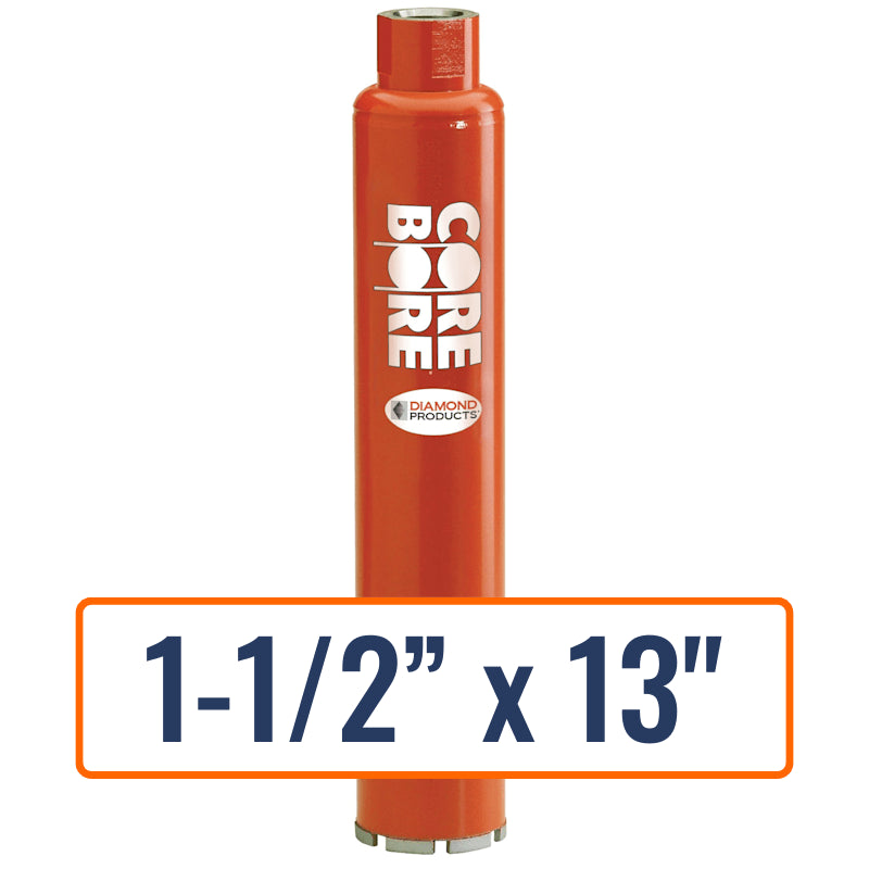 Diamond Products 1-1/2" x 13" Wet Segmented Core Drill Bit with 5/8"-11 Hub - General Purpose
