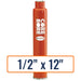 Diamond Products 1/2" x 12" Heavy Duty Orange Wet Segmented Core Drill Bit with 5/8"-11 Hub - General Purpose