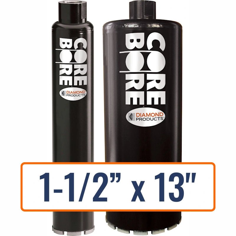 Diamond Products 1-1/2" x 13" Wet Segmented Core Drill Bit for General Purpose - 5/8"-11 Hub Size