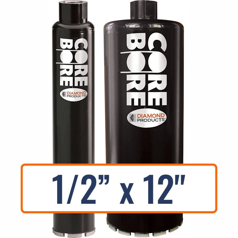 Diamond Products 1/2" x 12" Premium Black Wet Segmented Core Drill Bit for General Purpose - 5/8"-11 Hub Size