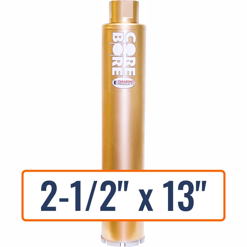 Diamond Products 2-1/2" x 13" Wet Segmented Core Drill Bit with 1-1/4"-7 Hub Size