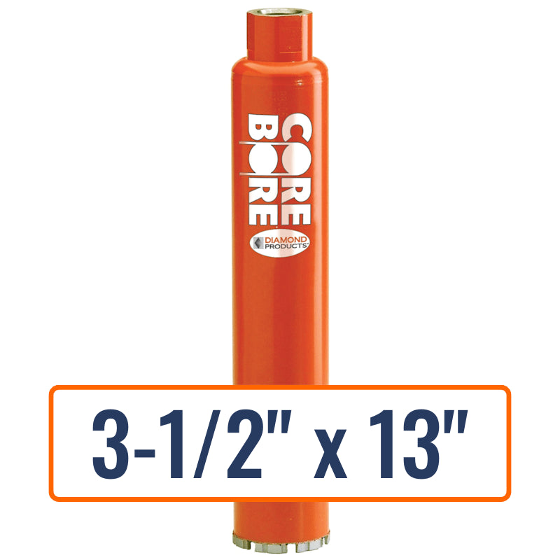 Diamond Products 3-1/2" x 13" Wet Turbo Core Drill Bit with 1-1/4"-7 Hub Size