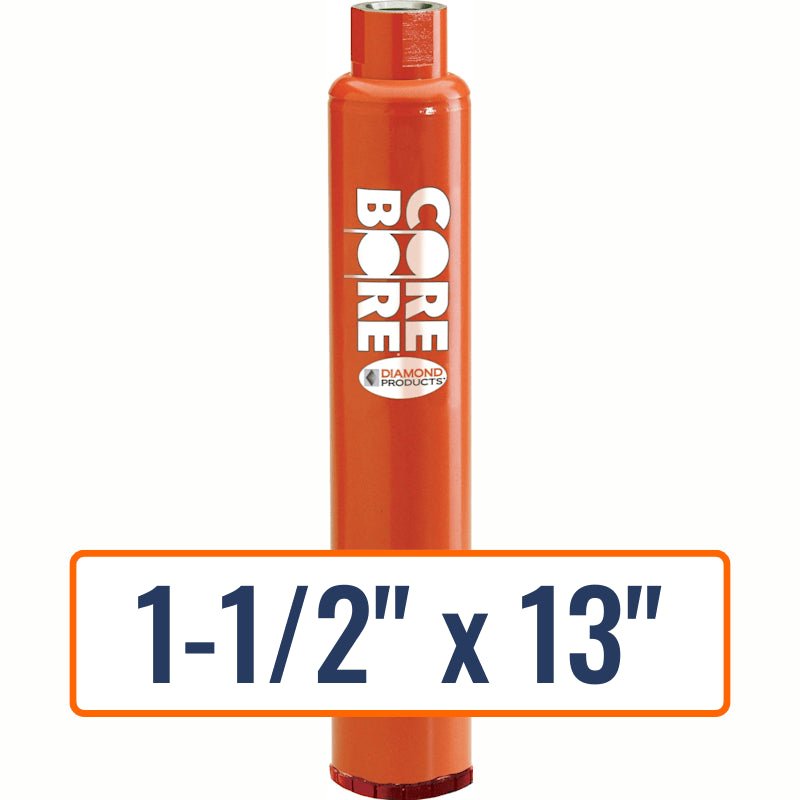 Diamond Products 1-1/2" x 13" Precast Concrete Core Drill Bit with 5/8"-11 Hub Size
