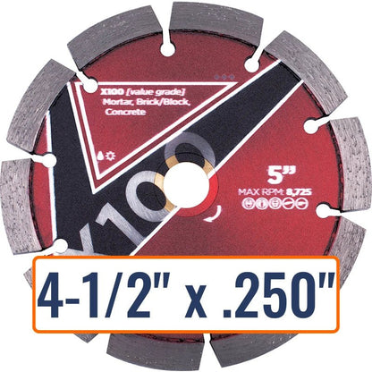 Diamond Vantage 4-1/2" Tuck Point diamond saw blade with .250" thickness, available in 7/8" or 5/8" arbor size.
