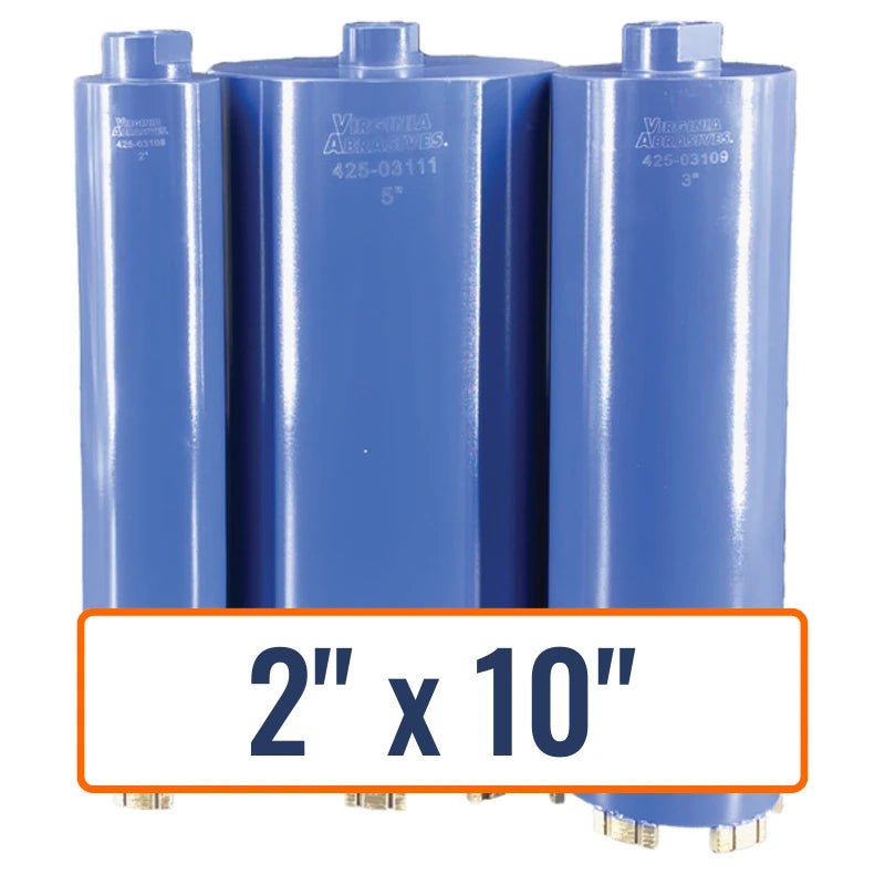 Virginia Abrasives 2" x 10" Masonry Core Drill Bit with 5/8"-11 Hub for Brick, Concrete, and Masonry