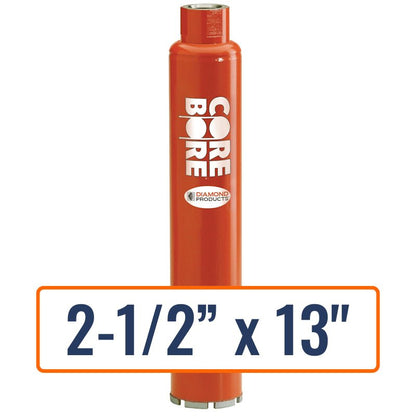 Diamond Products 2-1/2" x 13" Wet Segmented Core Drill Bit for General Purpose - 1-1/4"-7 Hub