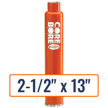 Diamond Products 2-1/2" x 13" Wet Turbo Core Drill Bit with 1-1/4"-7 Hub Size.
