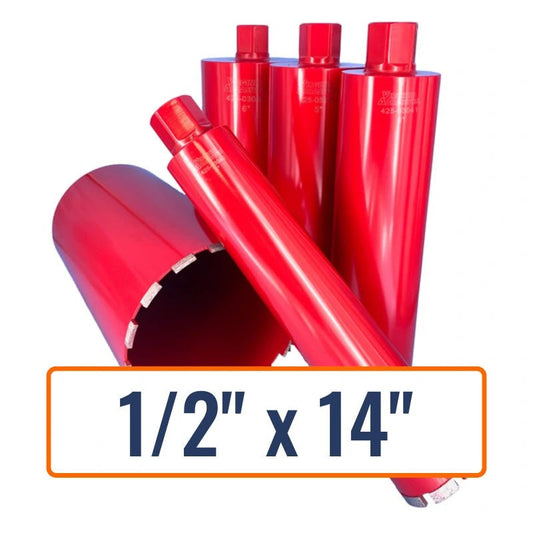 Virginia Abrasives 1/2" x 14" Diamond Core Drill Bit for Wet Cutting Brick, Concrete, Masonry.