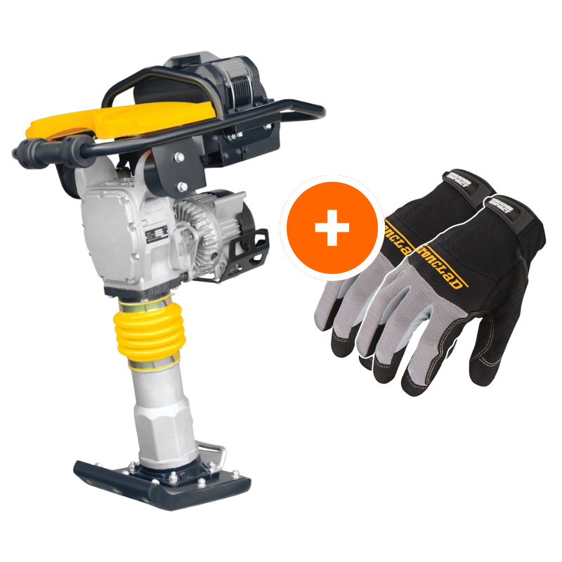 2.4 HP Battery Powered Vibratory Rammer Tamper Compactor with Honda GXE2.0S Motor W/ Free Vibration Impact Ironclad Gloves
