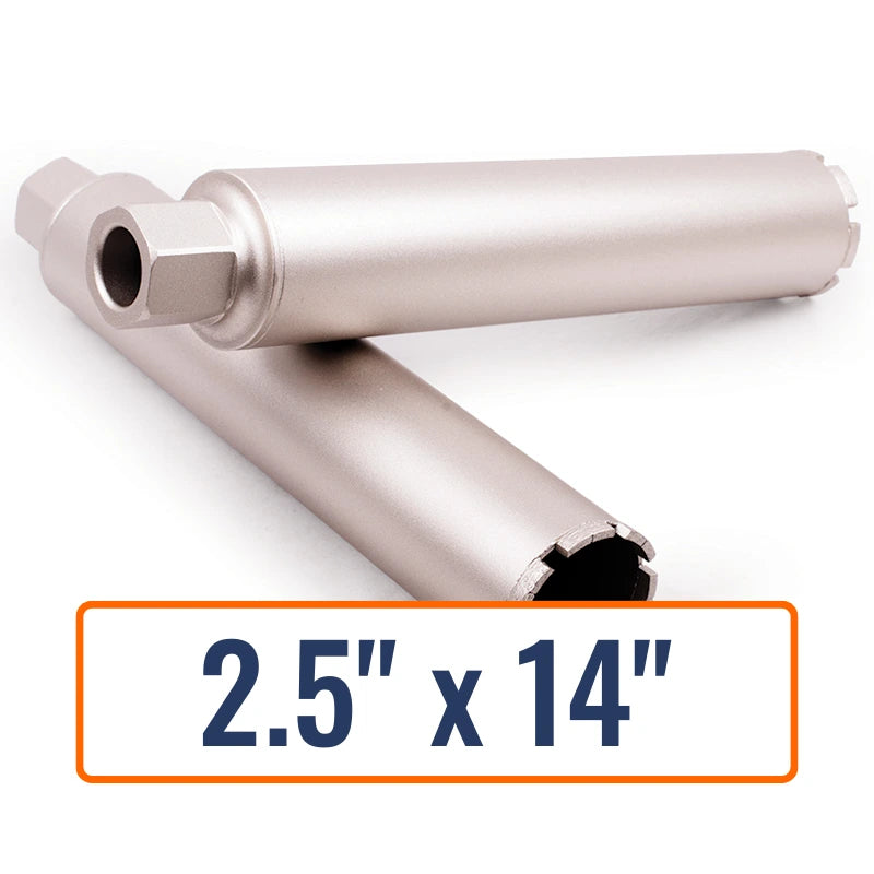 Diamond Vantage 2.5" x 14" Wet Turbo Core Drill Bit with 1-1/4"-7 Hub Size