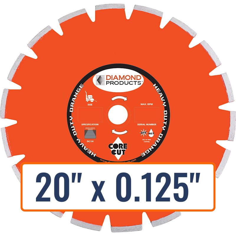 Diamond Products 20" x 0.125" Dry Walk Behind Diamond Saw Blade for General Purpose Concrete