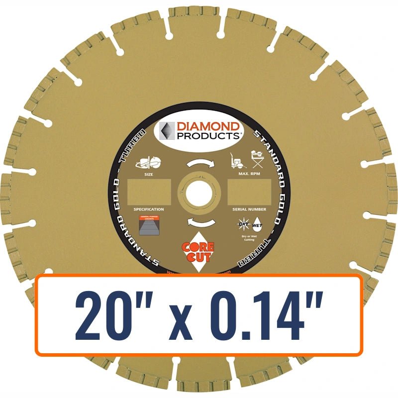 Diamond Products 20" x 0.14" Turbo Diamond Saw Blade for General Purpose Concrete