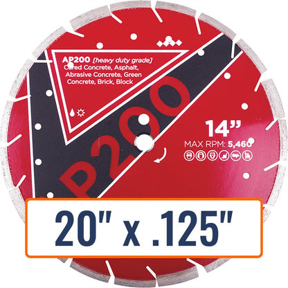Diamond Vantage 20" x .125" All Purpose Diamond Saw Blade with 1" and 20mm Arbor Sizes