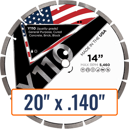 Diamond Vantage 20" x .140" General Purpose Diamond Saw Blade with 1" Arbor
