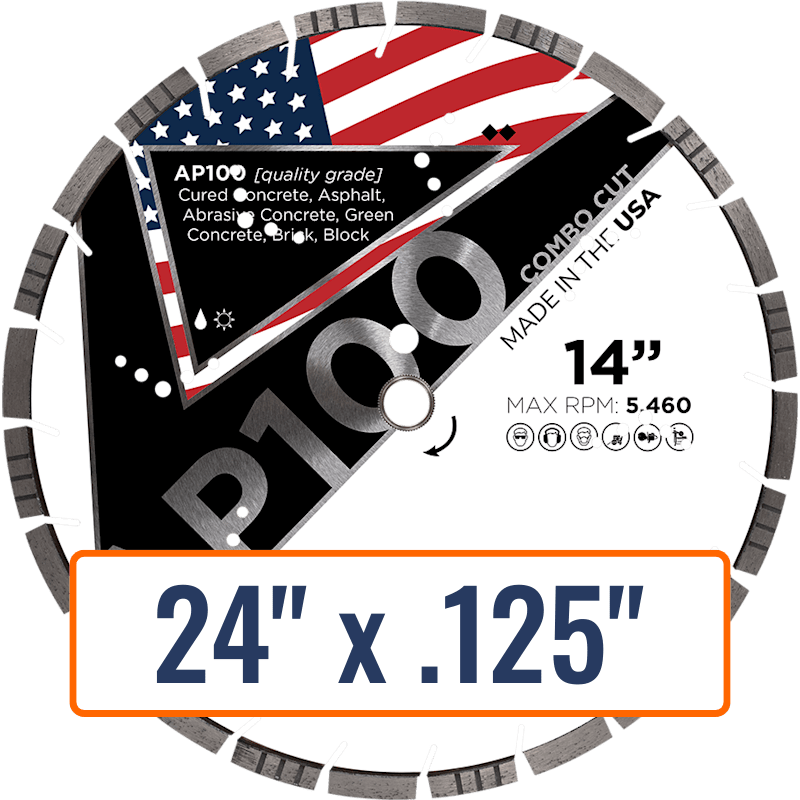 Diamond Vantage 24" x .125" All Purpose Diamond Saw Blade with 1" and 20mm Arbor Sizes