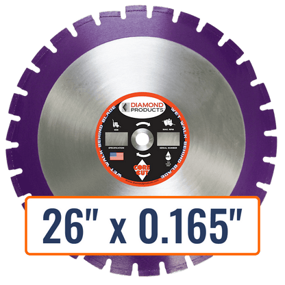 Diamond Products 26" Walk Behind Diamond Saw Blade for Asphalt and Green Concrete, 0.165" thickness