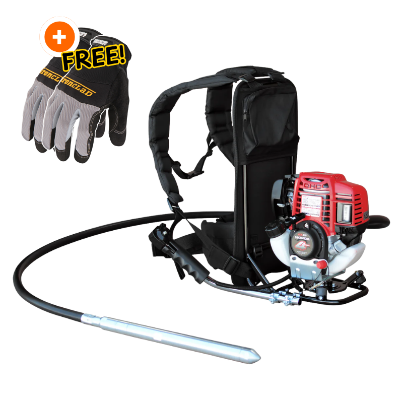 2HP Honda Concrete Vibrator with Flex Shaft Cable Whip Backpack
