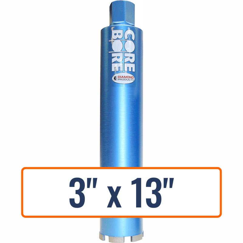 Diamond Products 3" x 13" Wet Segmented Core Drill Bit with 1-1/4"-7 Hub Size
