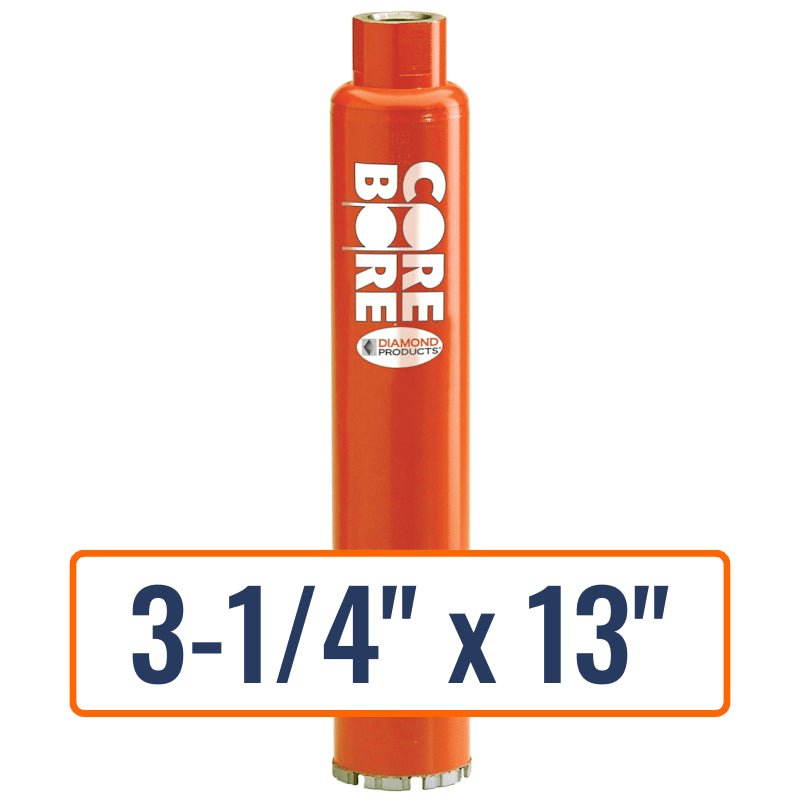 Diamond Products 3-1/4" x 13" Wet Turbo Core Drill Bit with 1-1/4"-7 Hub Size