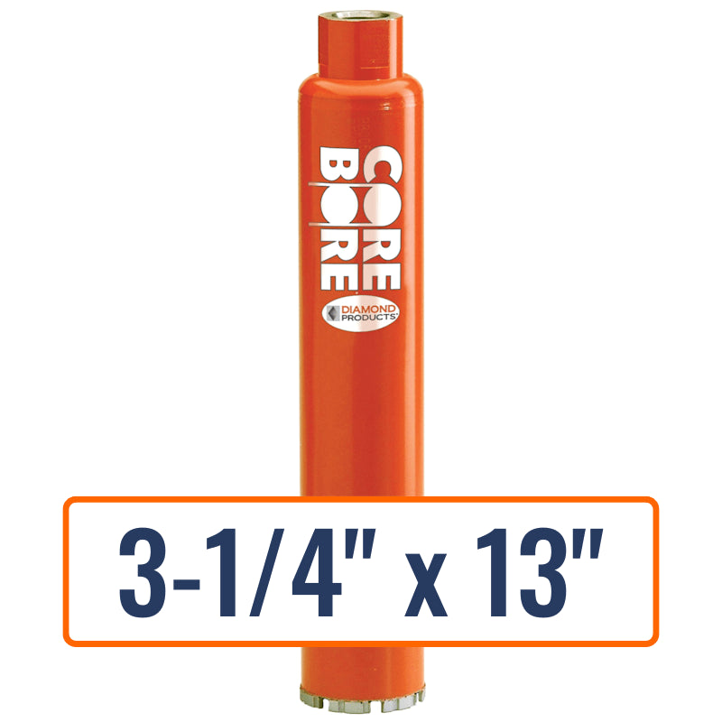 Diamond Products 3-1/4" x 13" Wet Turbo Core Drill Bit with 1-1/4"-7 Hub Size
