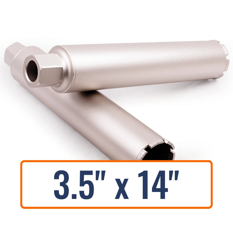 Diamond Vantage 3.5" x 14" Wet Turbo Core Drill Bit with 1-1/4"-7 Hub Size
