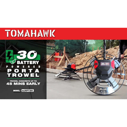 30" Battery-Powered Portable Power Trowel with 18ft Bull Float Handle eJXPT30-4
