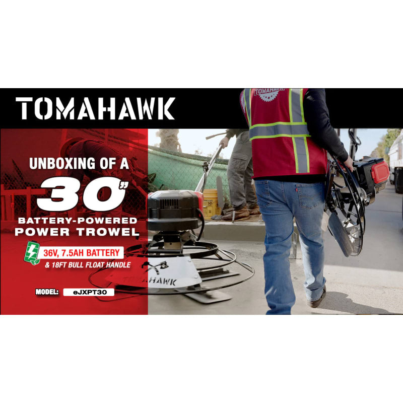 30" Battery-Powered Portable Power Trowel with 18ft Bull Float Handle eJXPT30-5