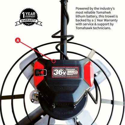 30" Battery-Powered Portable Power Trowel with 18ft Bull Float Handle eJXPT30-6