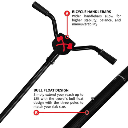 30" Portable Honda Concrete Power Trowel with 18ft Bull Float Handle GX35 JXPT30H-7