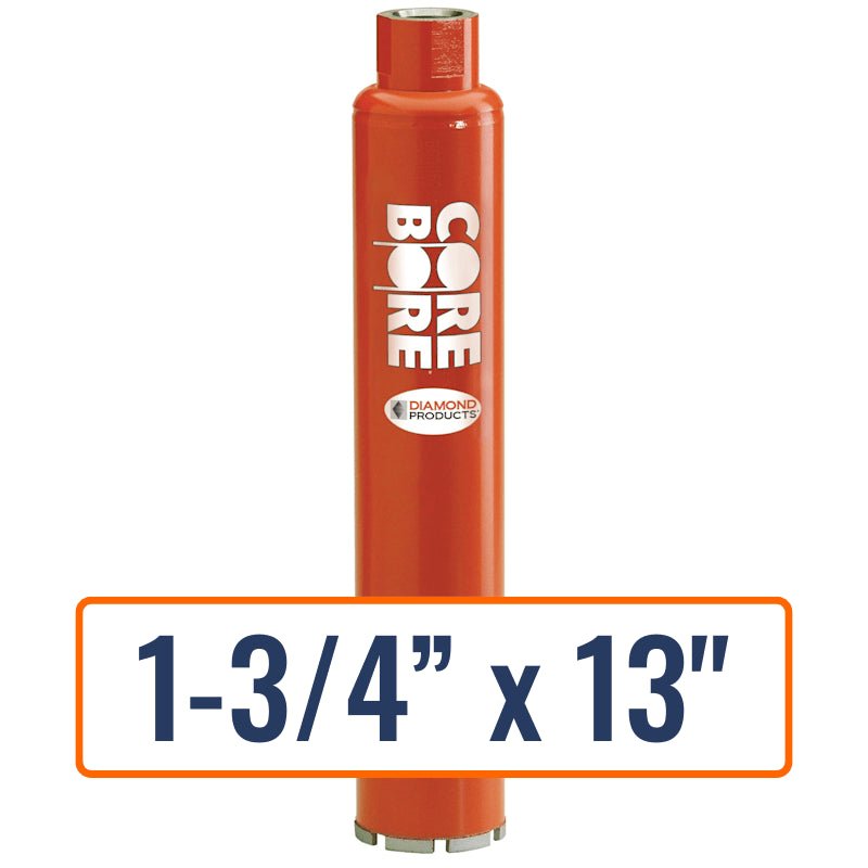 Diamond Products 1-3/4" x 13" Wet Segmented Core Drill Bit for General Purpose, Open End Hub
