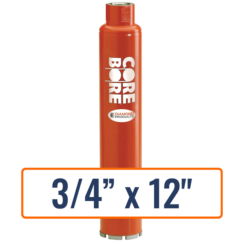 Diamond Products 3/4" x 12" Wet Segmented Core Drill Bit for General Purpose with Open End Hub
