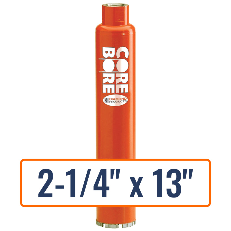 Diamond Products 2-1/4" x 13" Wet Turbo Core Drill Bit with 1-1/4"-7 Hub Size