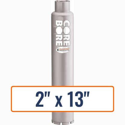 Diamond Products 2" x 13" Wet Professional Core Drill Bit for General Concrete and Heavy Steel - 1-1/4"-7 Hub