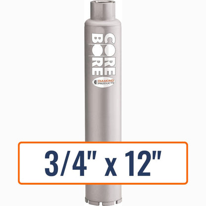 Diamond Products 3/4" x 12" Wet Professional Core Drill Bit for General Concrete and Heavy Steel, 5/8"-11 Hub Size