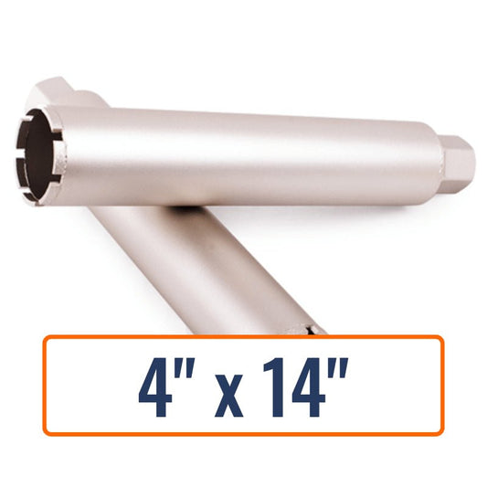 Diamond Vantage X300 4" x 14" wet segmented core drill bit for hard concrete, 1-1/4"-7 hub.