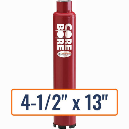 Diamond Products 4-1/2" x 13" Wet Turbo Core Drill Bit with 1-1/4"-7 Hub for Hard Agg, Fast Coring.